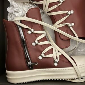 Kids RICK OWENS HEXALACE SNEAKS IN ROSEWOOD/MILK/MILK M